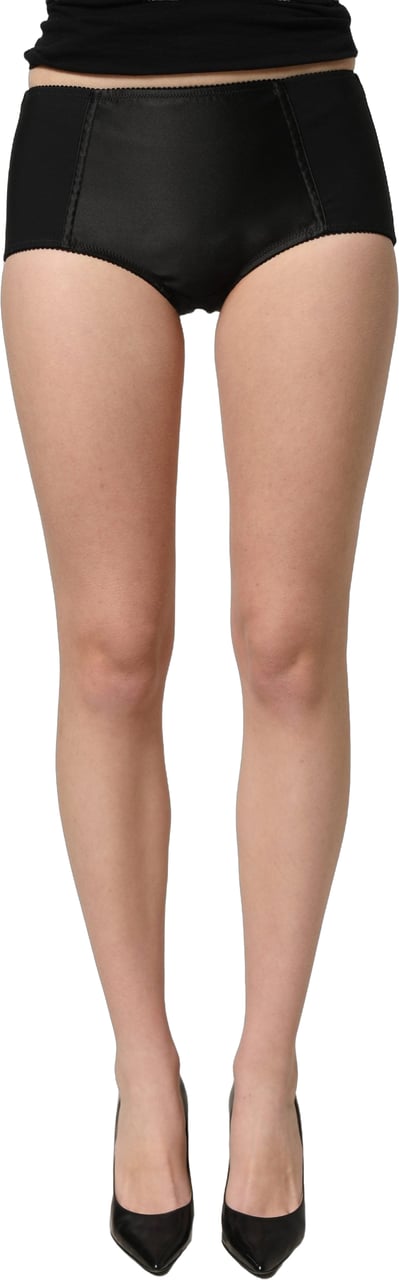 Dolce & Gabbana Black Low Waist Satin Culotte Hotpants Shorts Zwart