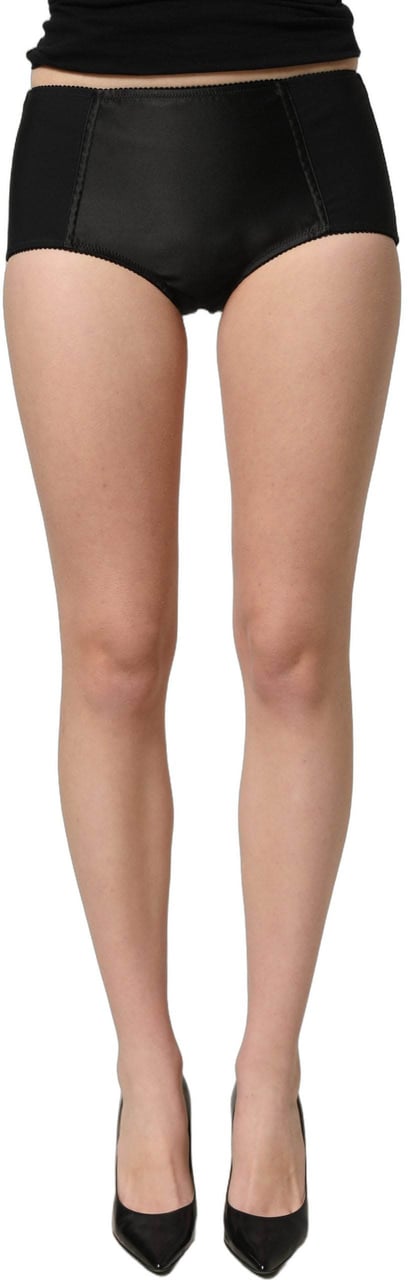 Dolce & Gabbana Black Low Waist Satin Culotte Hotpants Shorts Zwart