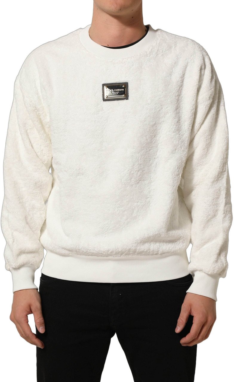 Dolce & Gabbana White LogoPlaque CrewNeck Sweatshirt Sweater Divers