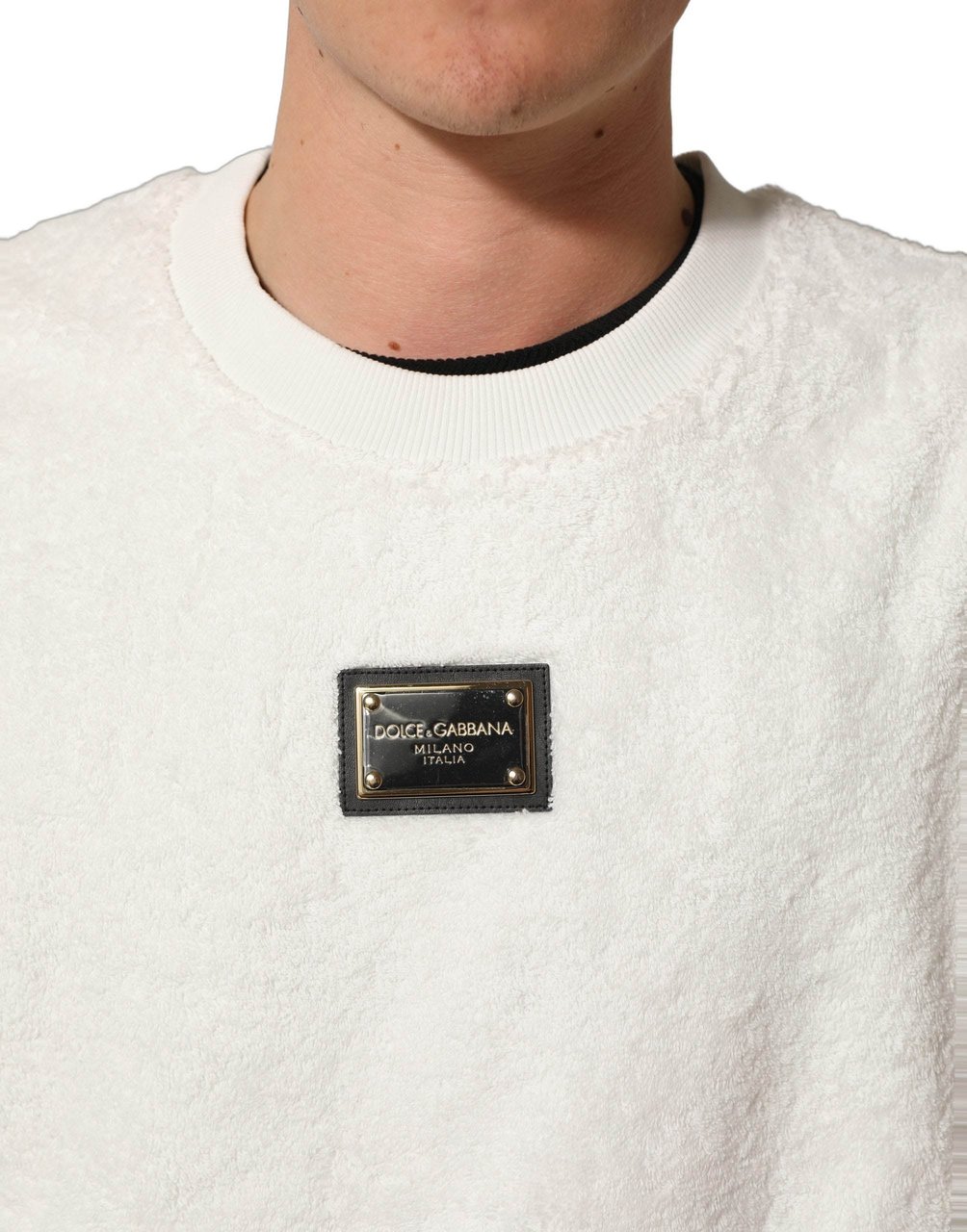 Dolce & Gabbana White LogoPlaque CrewNeck Sweatshirt Sweater Divers