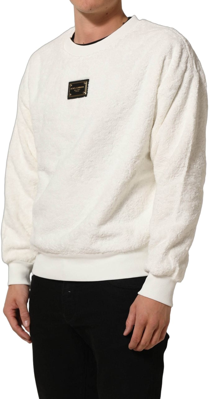 Dolce & Gabbana White LogoPlaque CrewNeck Sweatshirt Sweater Divers