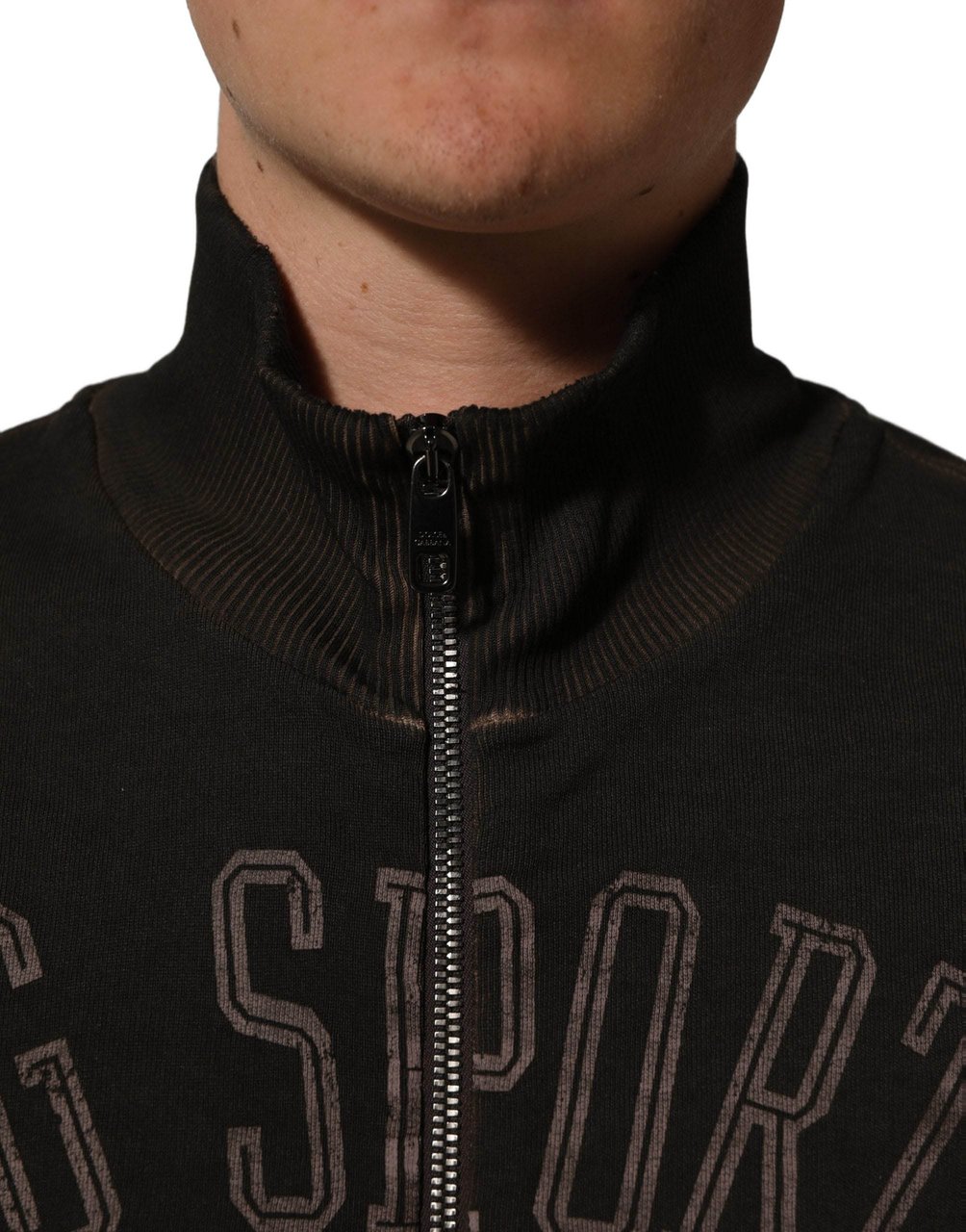 Dolce & Gabbana Brown Logo Print Full Zip Sweatshirt Sweater Bruin