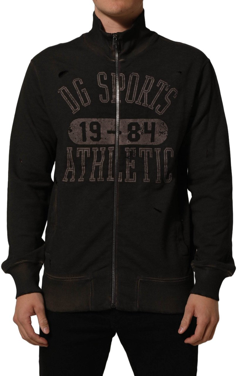 Dolce & Gabbana Brown Logo Print Full Zip Sweatshirt Sweater Bruin
