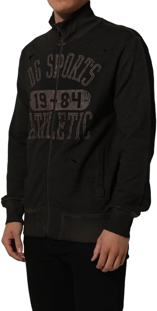 Dolce & Gabbana Brown Logo Print Full Zip Sweatshirt Sweater Bruin
