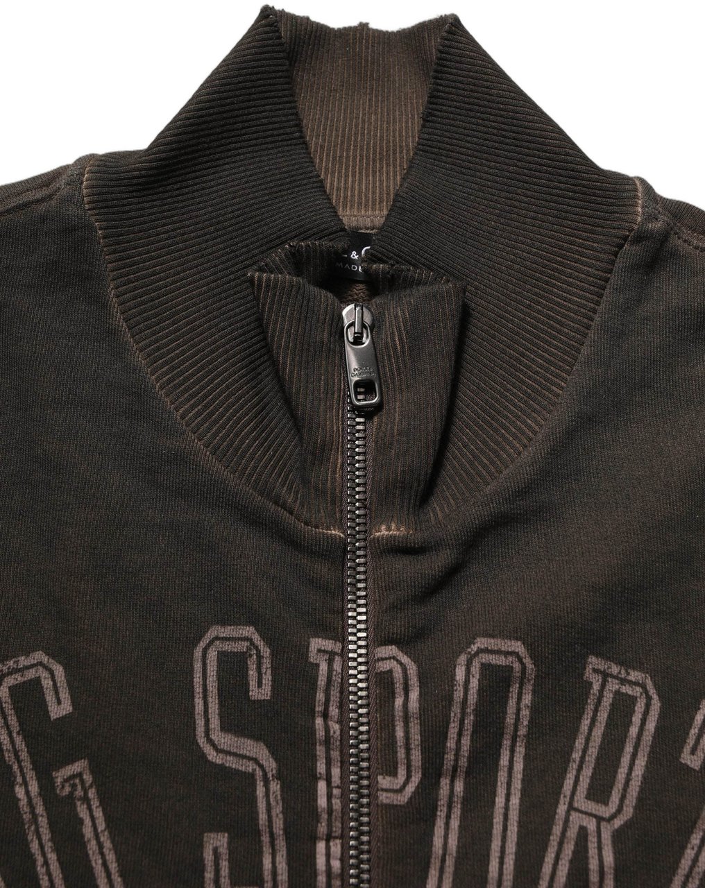 Dolce & Gabbana Brown Logo Print Full Zip Sweatshirt Sweater Bruin