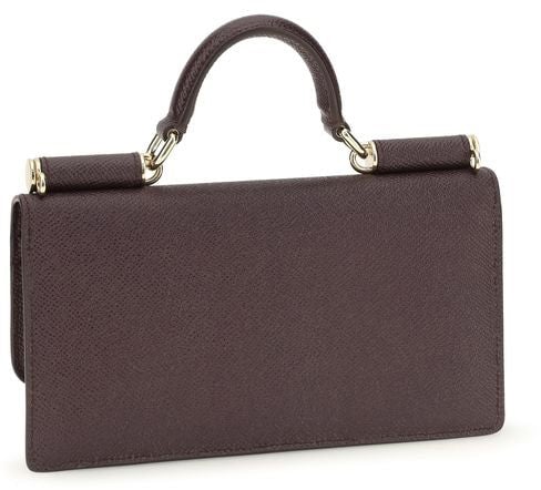 Dolce & Gabbana Brown Calf Leather Bos Taurus Shoulder Bag Zwart