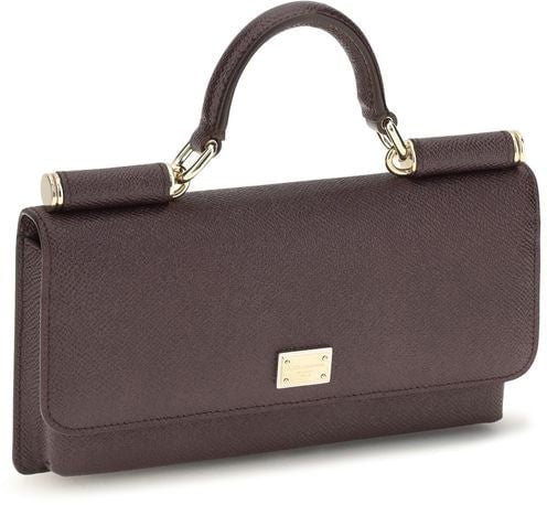 Dolce & Gabbana Brown Calf Leather Bos Taurus Shoulder Bag Zwart
