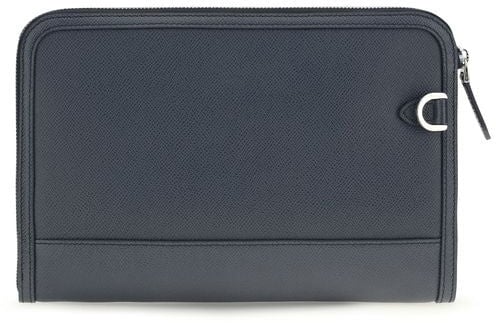 Dolce & Gabbana Blue Calf Leather Bos Taurus Clutch Bag Blauw