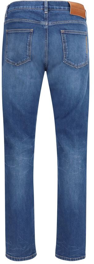 Dolce & Gabbana Blue Cotton Slim Fit Jeans Blauw