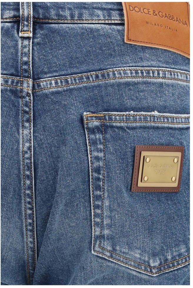 Dolce & Gabbana Blue Cotton Straight-Leg Jeans Blauw