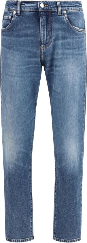 Dolce & Gabbana Blue Cotton Straight-Leg Jeans Blauw
