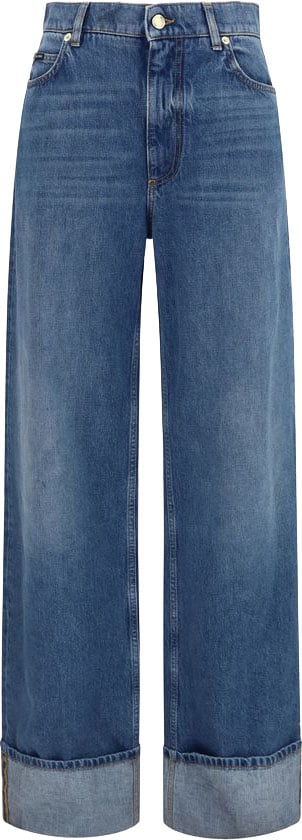 Dolce & Gabbana Blue Cotton Straight-Leg Jeans Blauw