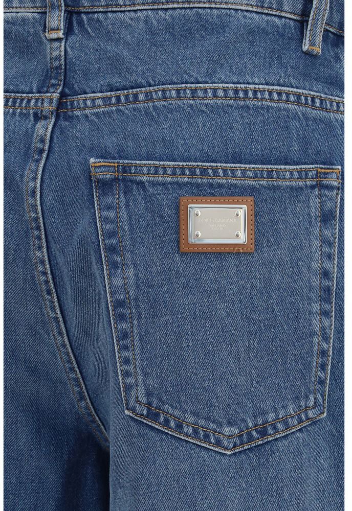 Dolce & Gabbana Blue Cotton Straight-Leg Jeans Blauw