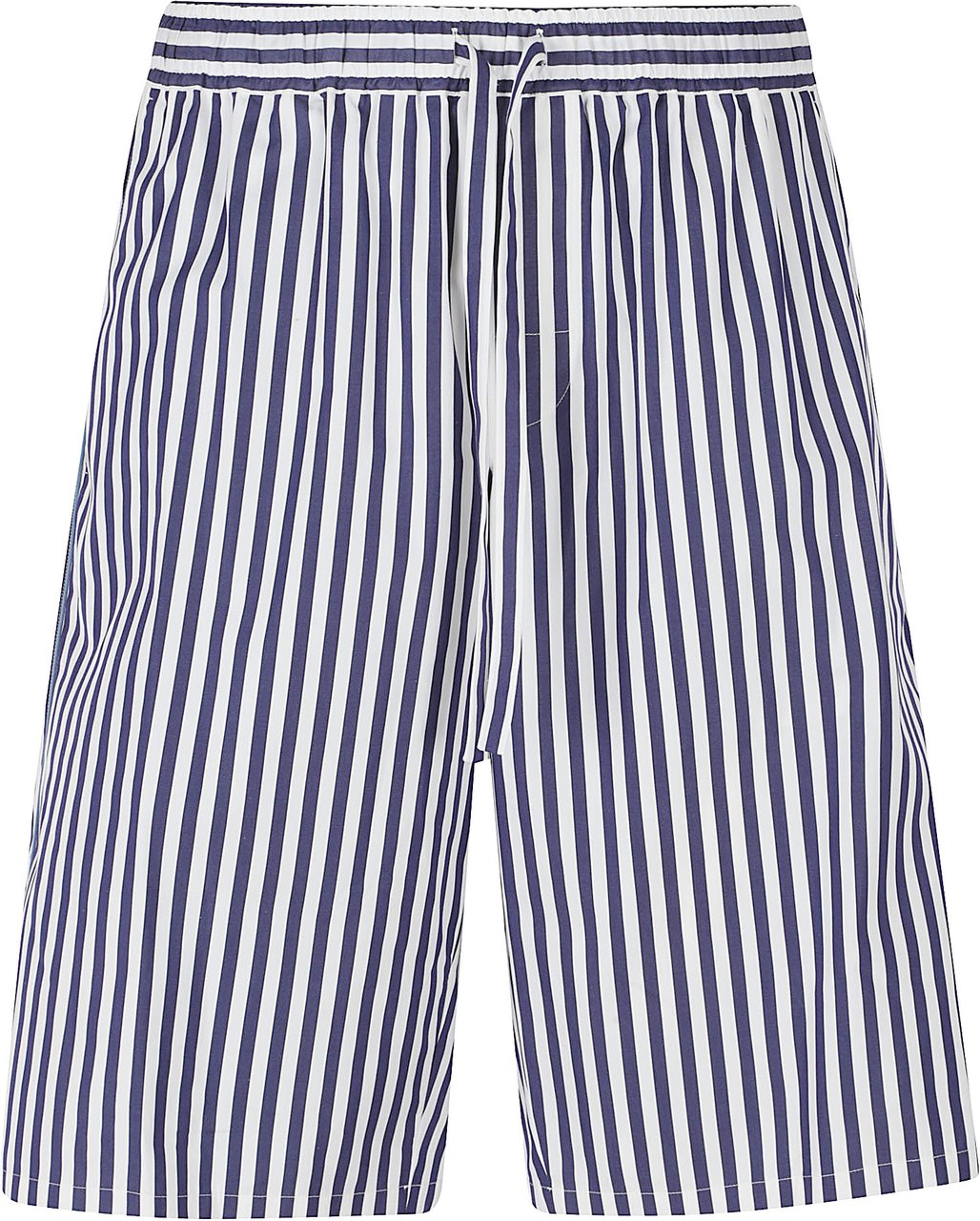 Dolce & Gabbana Vertical Striped Bermuda Shorts In Cotton-Silk Blend Grijs