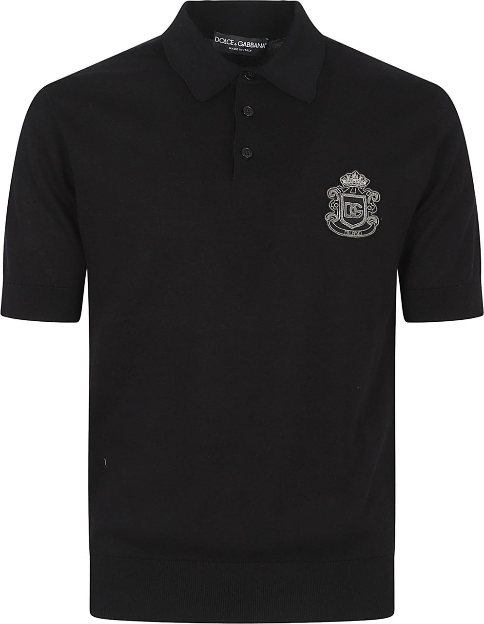 Dolce & Gabbana Short-Sleeve Black Polo Shirt Zwart