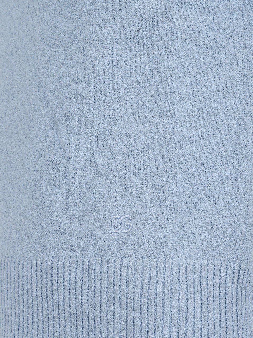 Dolce & Gabbana Textured Knit Polo Shirt with Ribbed Hem Blauw