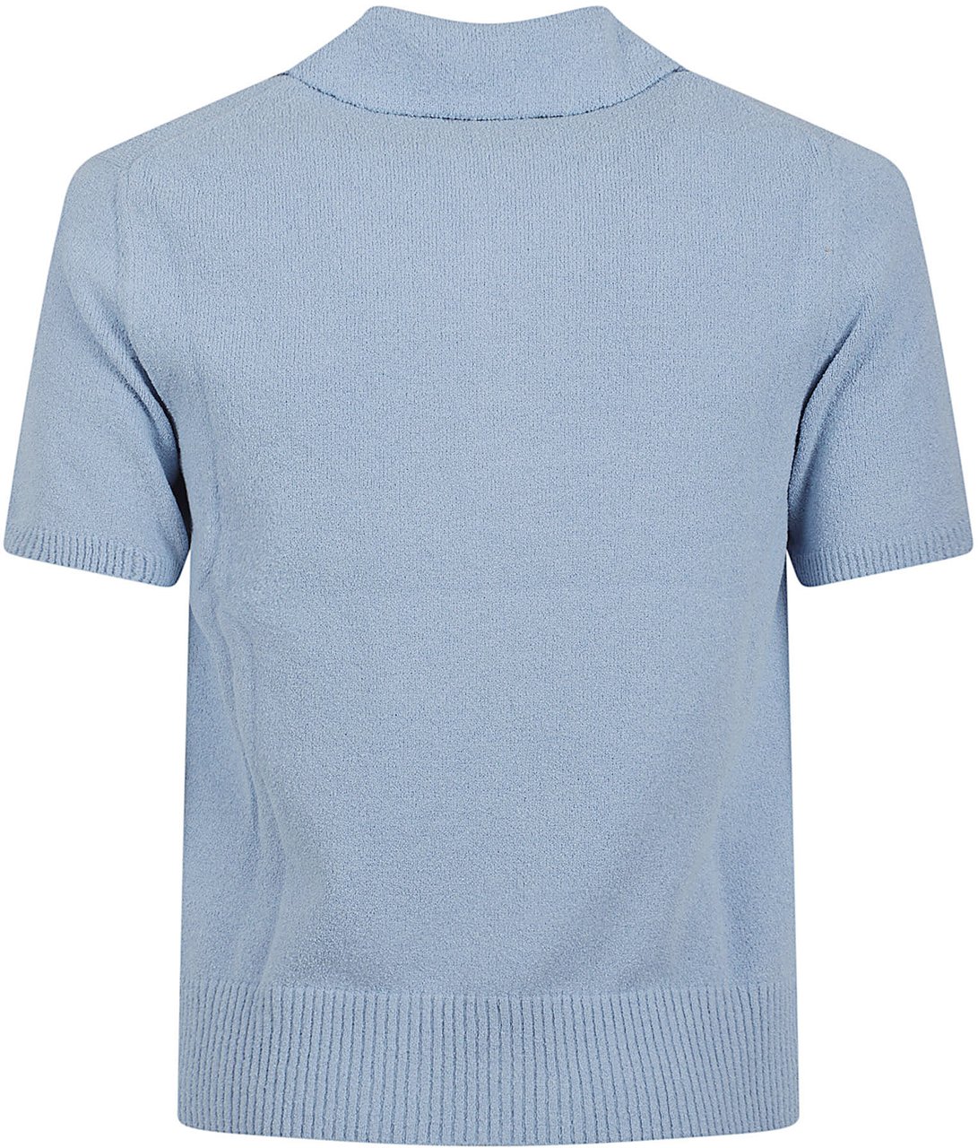 Dolce & Gabbana Textured Knit Polo Shirt with Ribbed Hem Blauw