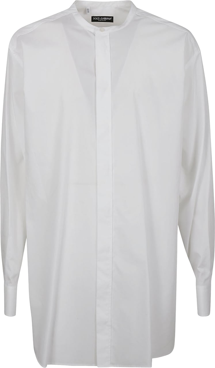 Dolce & Gabbana White Shirt with Band Collar Wit