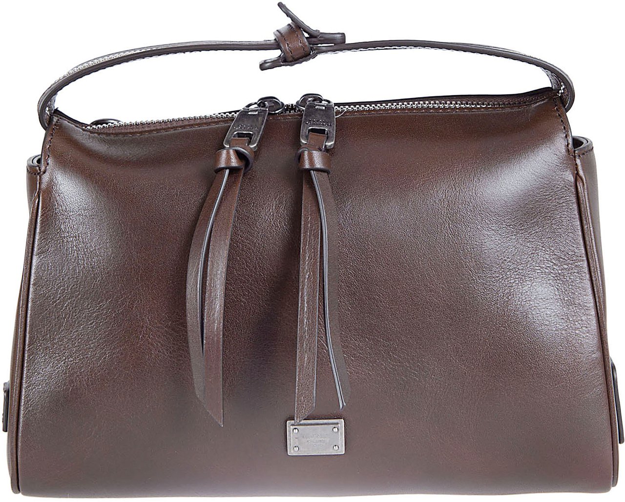 Dolce & Gabbana Vittoria Brown Calf Leather Shoulder Bag Grijs