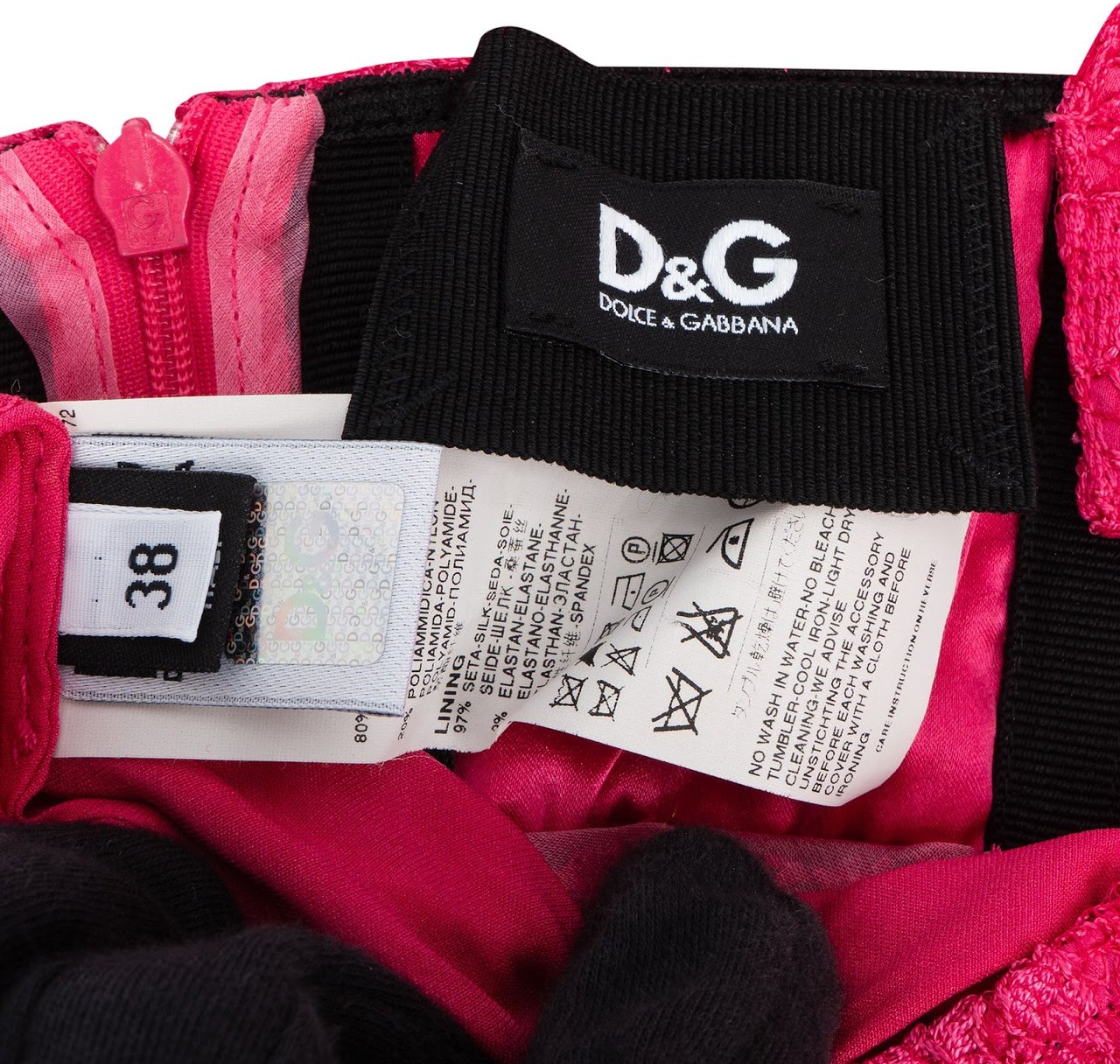 Dolce & Gabbana Pink Spitze Dessous Dress (IT38) Zwart