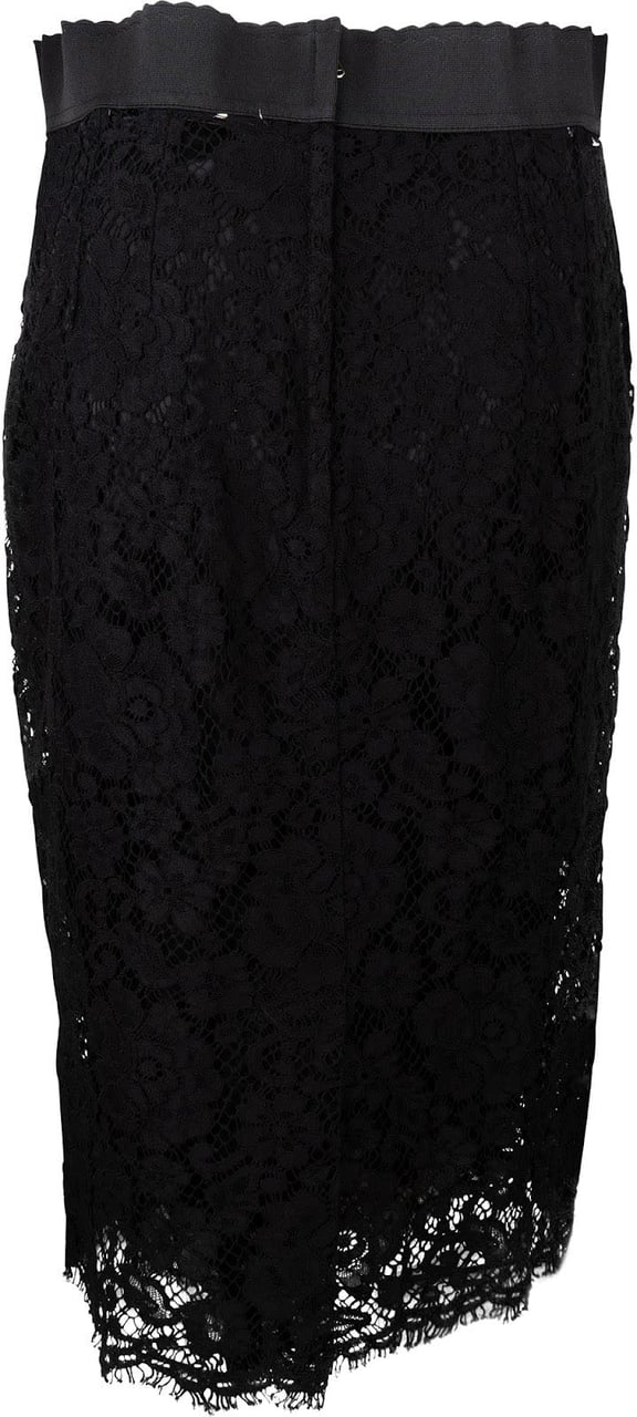 Dolce & Gabbana Black Spitze Lace-Trimmed Skirt (IT42) Zwart