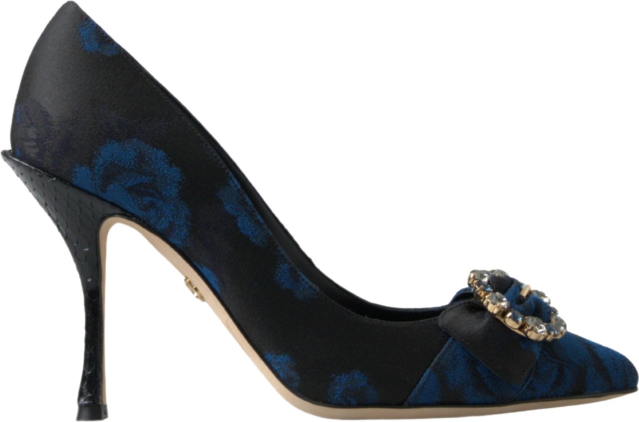 Dolce & Gabbana Blue Floral Ayers Crystal Pumps Shoes Blauw