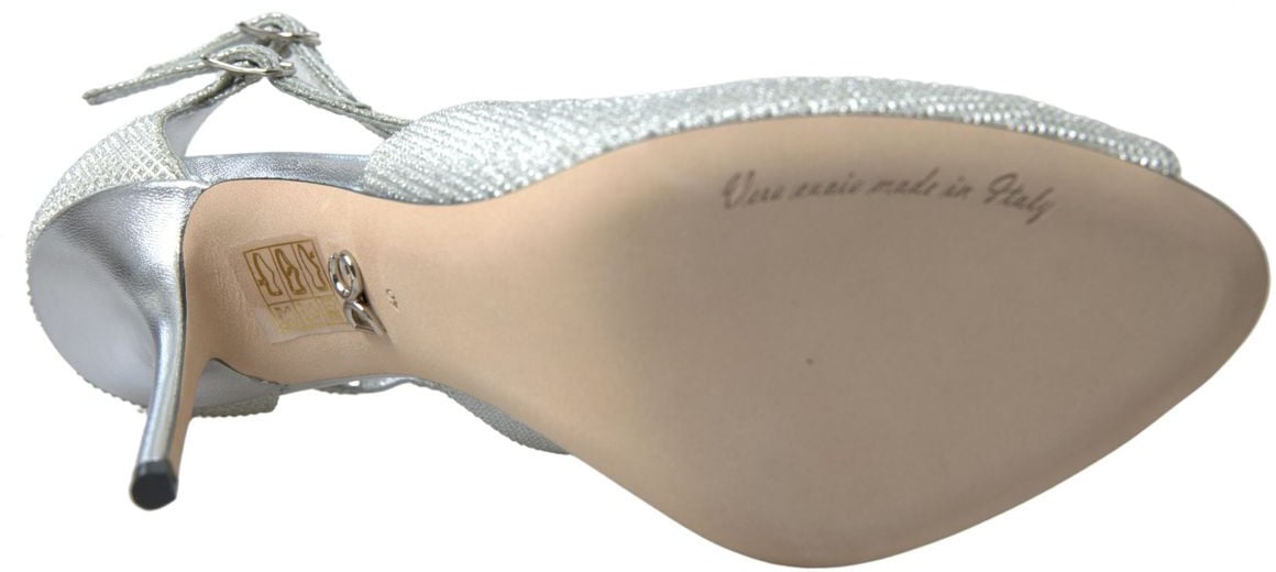 Dolce & Gabbana Silver Shimmers Sandals Heel Pumps Shoes Zilver