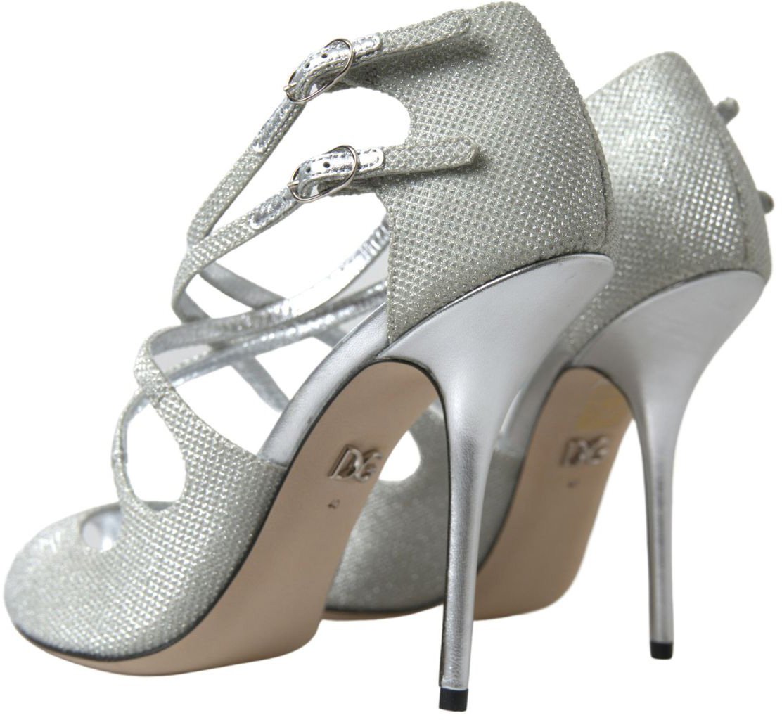 Dolce & Gabbana Silver Shimmers Sandals Heel Pumps Shoes Zilver