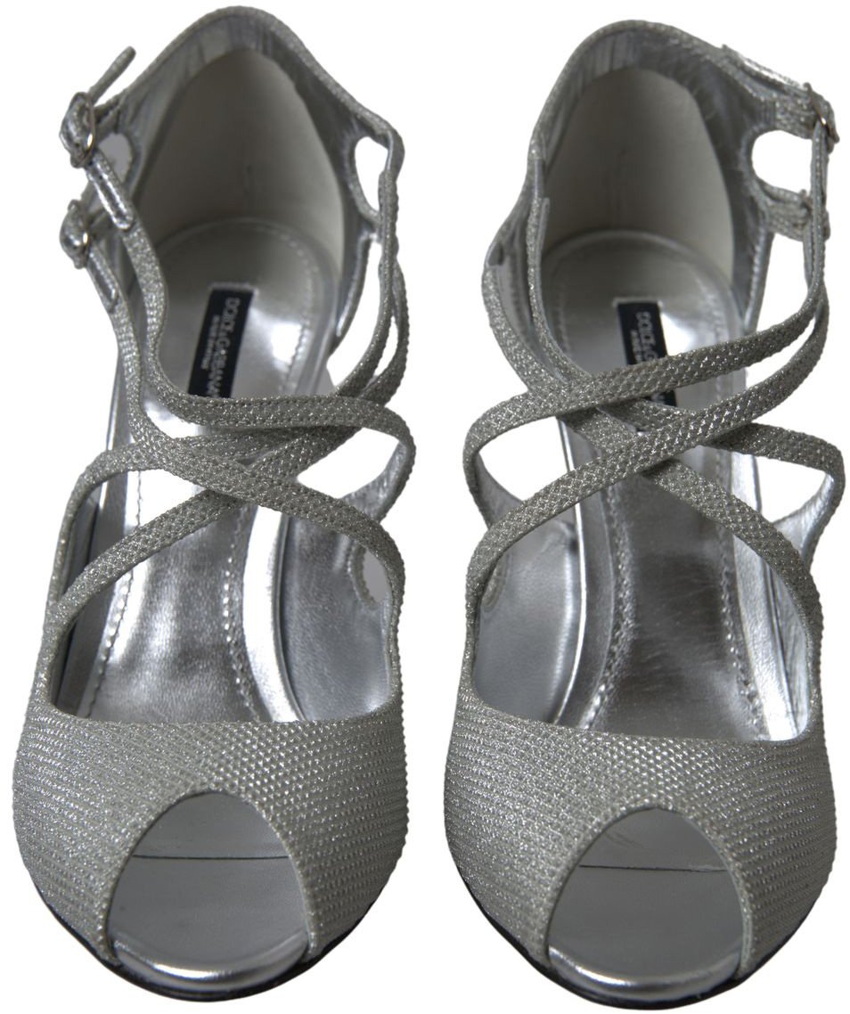 Dolce & Gabbana Silver Shimmers Sandals Heel Pumps Shoes Zilver