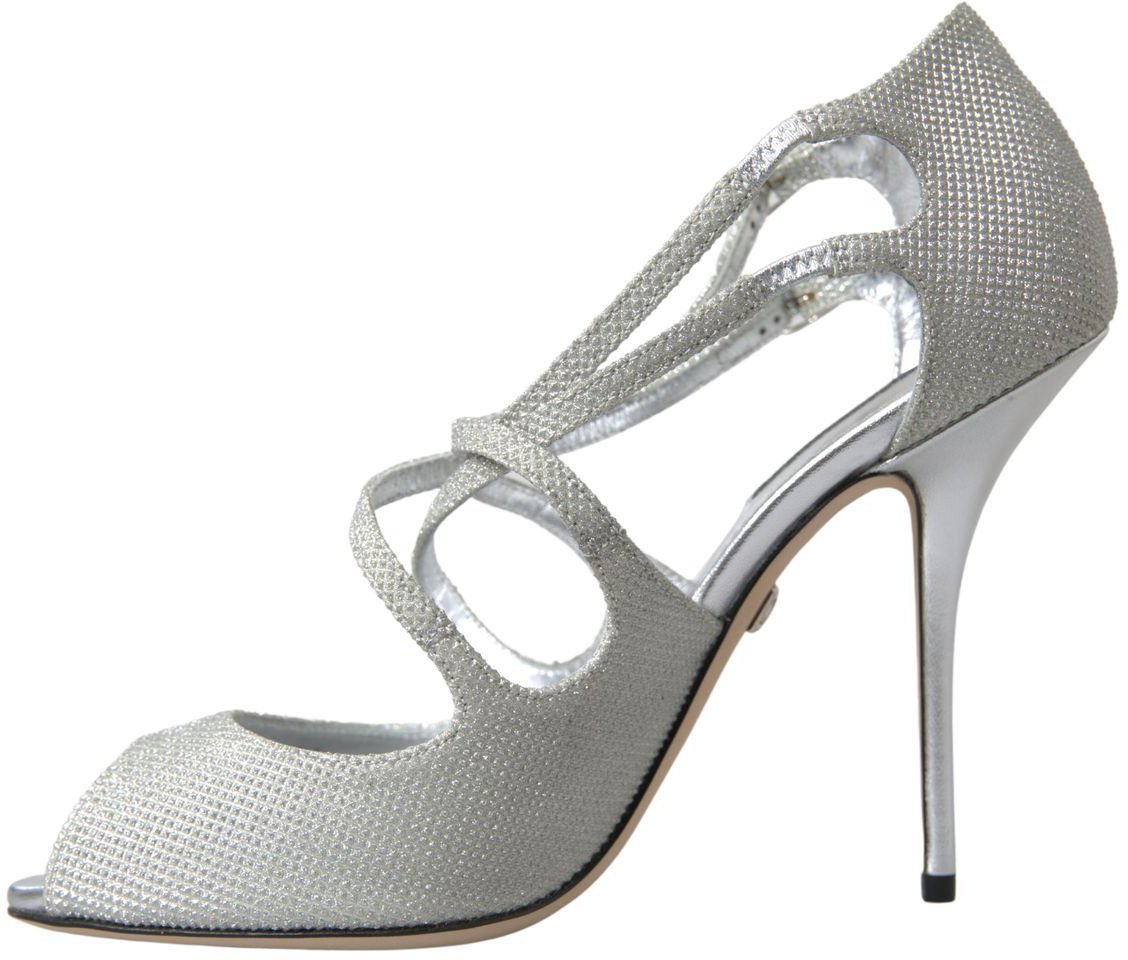Dolce & Gabbana Silver Shimmers Sandals Heel Pumps Shoes Zilver