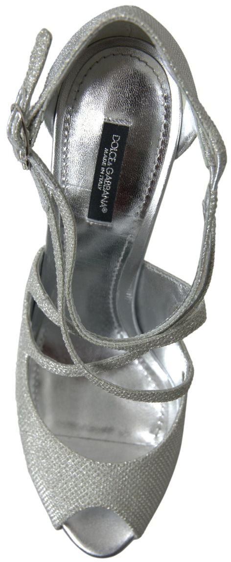 Dolce & Gabbana Silver Shimmers Sandals Heel Pumps Shoes Zilver