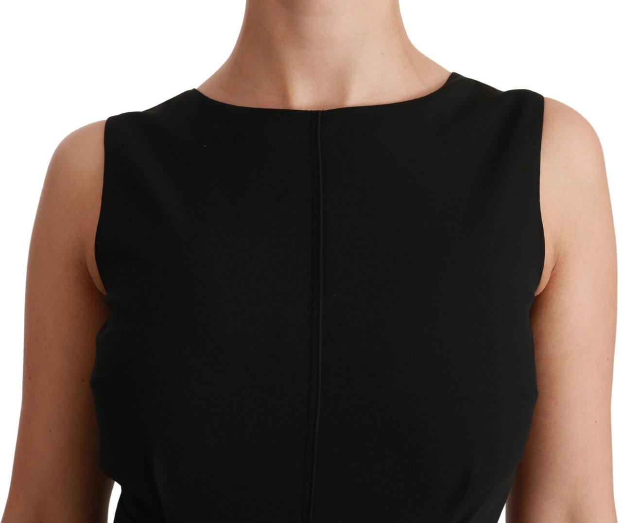 Dolce & Gabbana Black Sheath Stretch Formal Dress Zwart