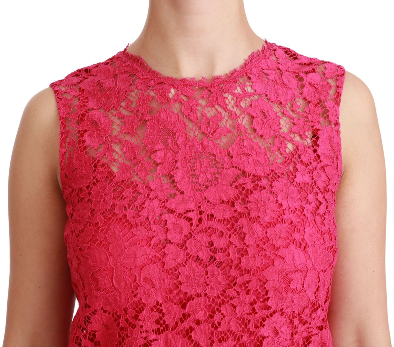 Dolce & Gabbana Pink Floral Lace Shift Gown Mini Dress Roze