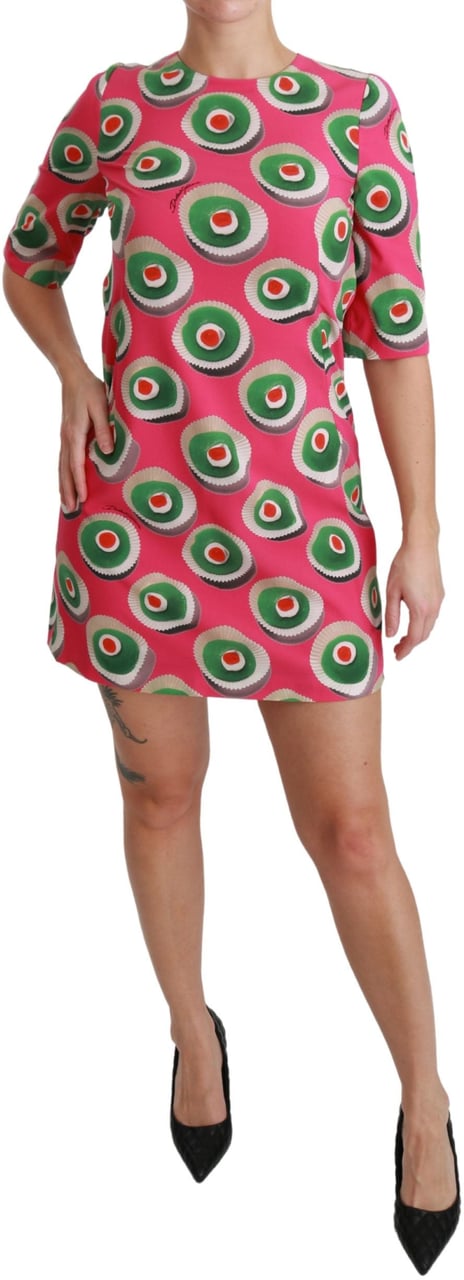 Dolce & Gabbana Pink Silk Cup Cake Shift Stretch Dress Roze
