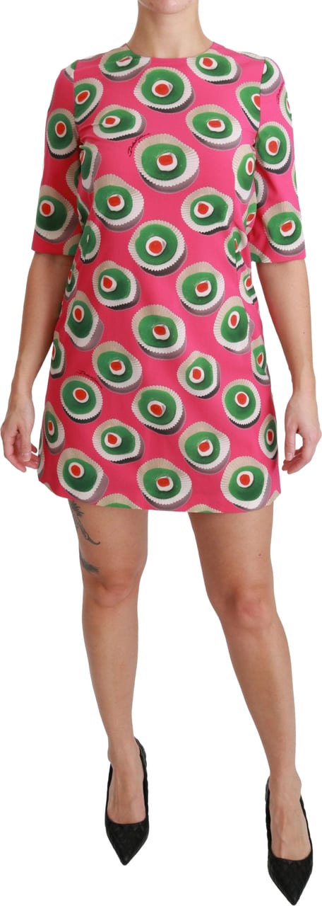 Dolce & Gabbana Pink Silk Cup Cake Shift Stretch Dress Roze