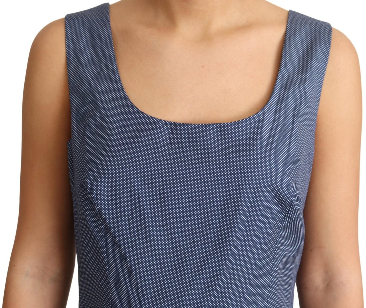 Dolce & Gabbana Blue Polka Cotton A-Line Stretch Dress Blauw