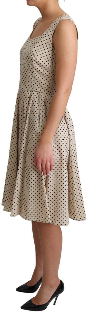 Dolce & Gabbana Beige Polka Dotted Cotton A-Line Dress Beige