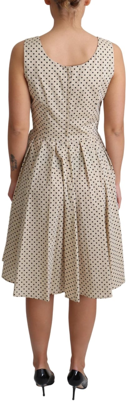 Dolce & Gabbana Beige Polka Dotted Cotton A-Line Dress Beige
