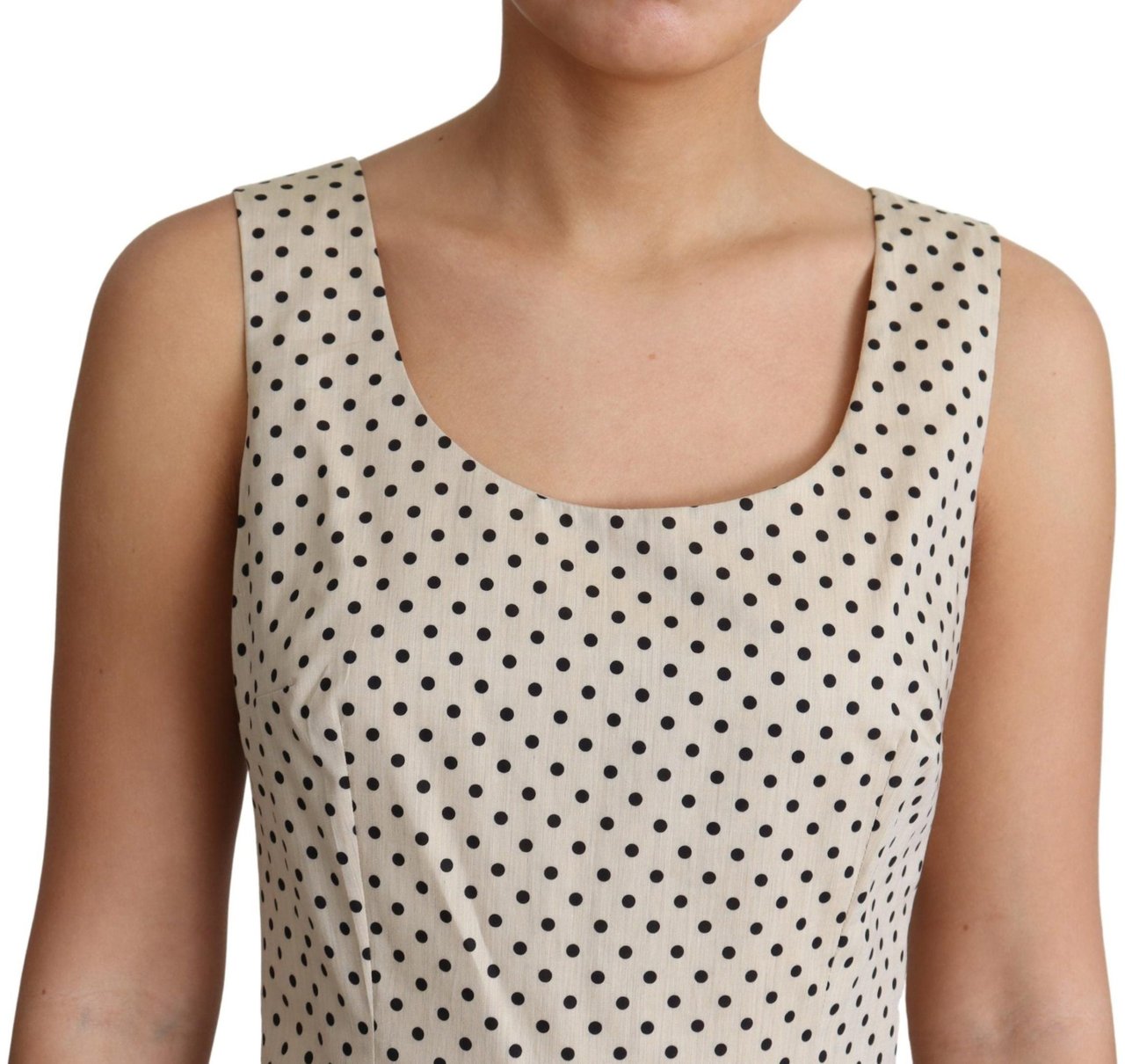 Dolce & Gabbana Beige Polka Dotted Cotton A-Line Dress Beige