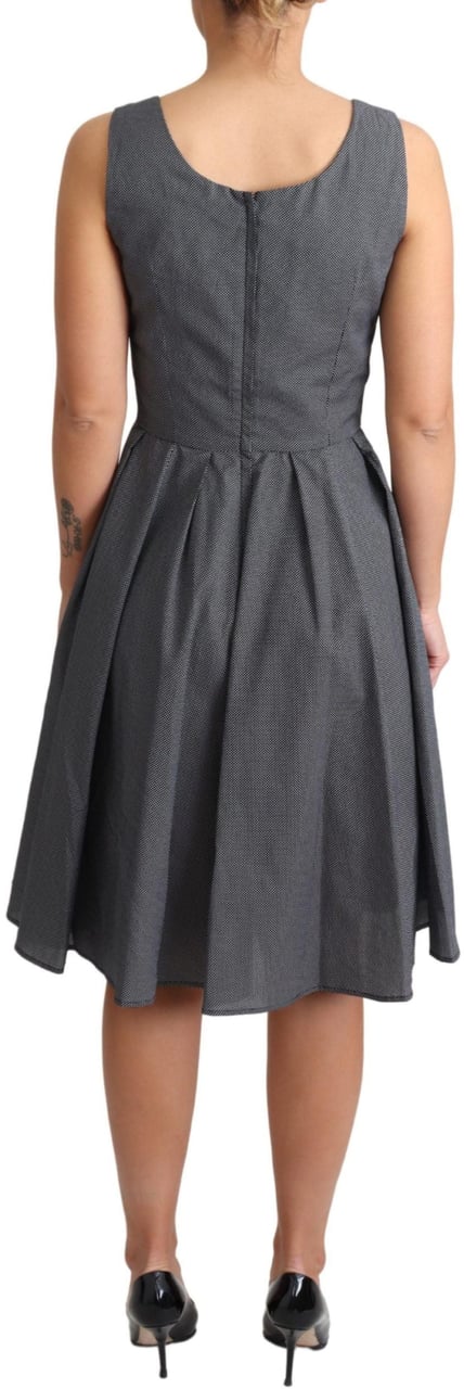 Dolce & Gabbana Black Polka Dotted Cotton A-Line Dress Zwart