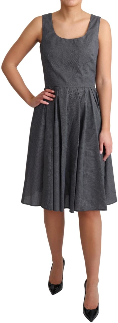 Dolce & Gabbana Black Polka Dotted Cotton A-Line Dress Zwart
