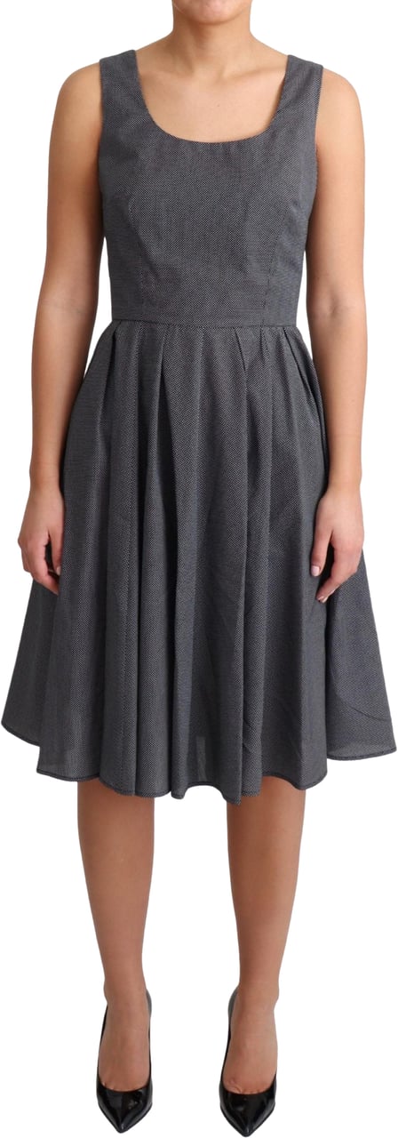 Dolce & Gabbana Black Polka Dotted Cotton A-Line Dress Zwart