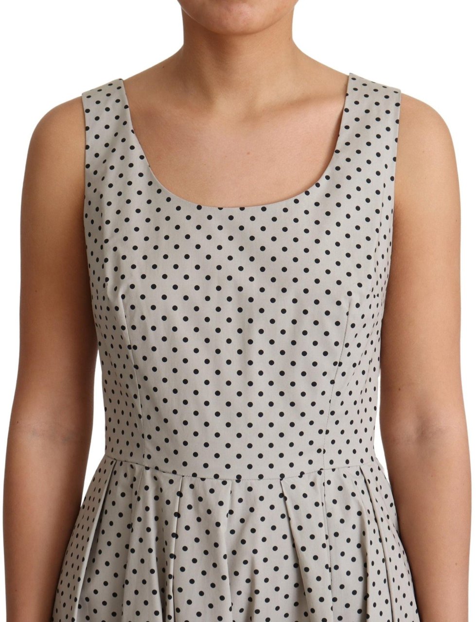 Dolce & Gabbana Beige Polka Dotted Cotton A-Line Dress Beige