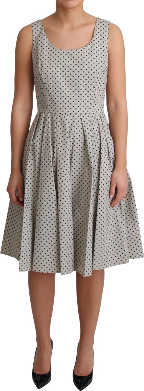 Dolce & Gabbana Beige Polka Dotted Cotton A-Line Dress Beige