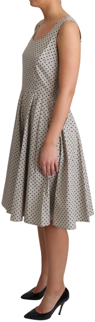 Dolce & Gabbana Beige Polka Dotted Cotton A-Line Dress Beige