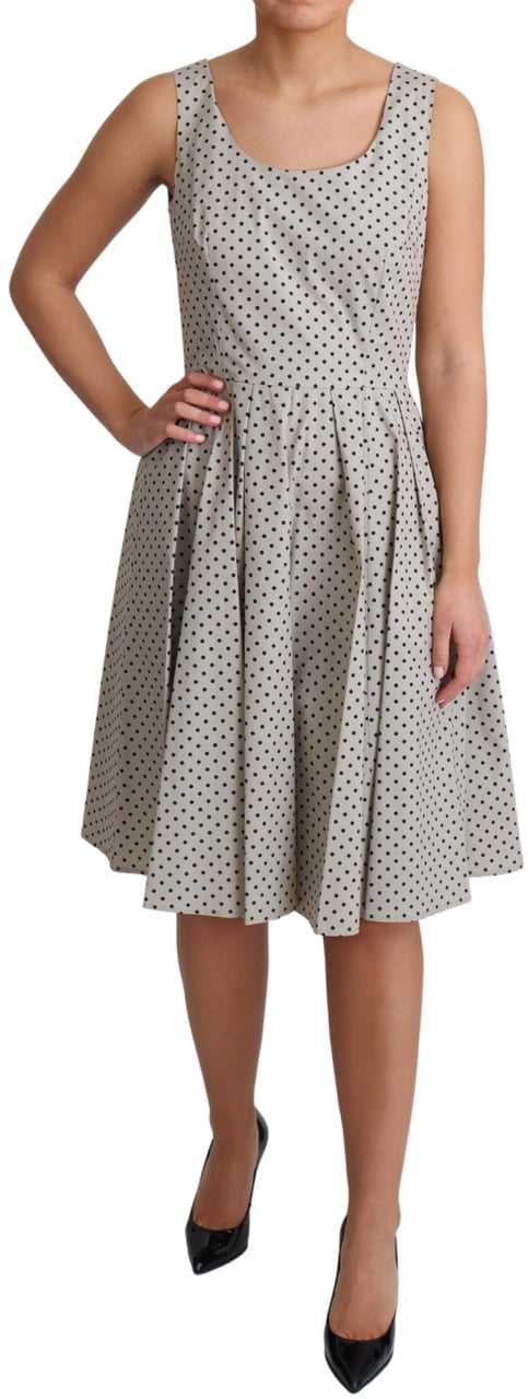 Dolce & Gabbana Beige Polka Dotted Cotton A-Line Dress Beige
