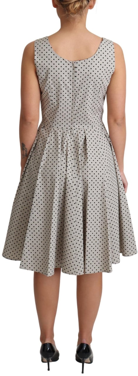Dolce & Gabbana Beige Polka Dotted Cotton A-Line Dress Beige