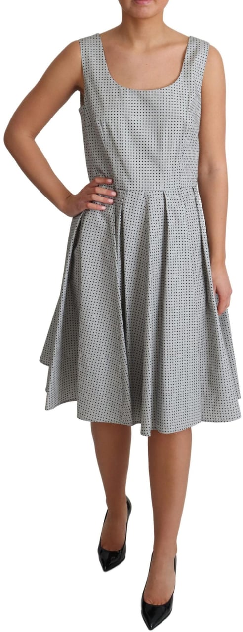 Dolce & Gabbana Gray Polka Dotted Cotton A-Line Dress Grijs