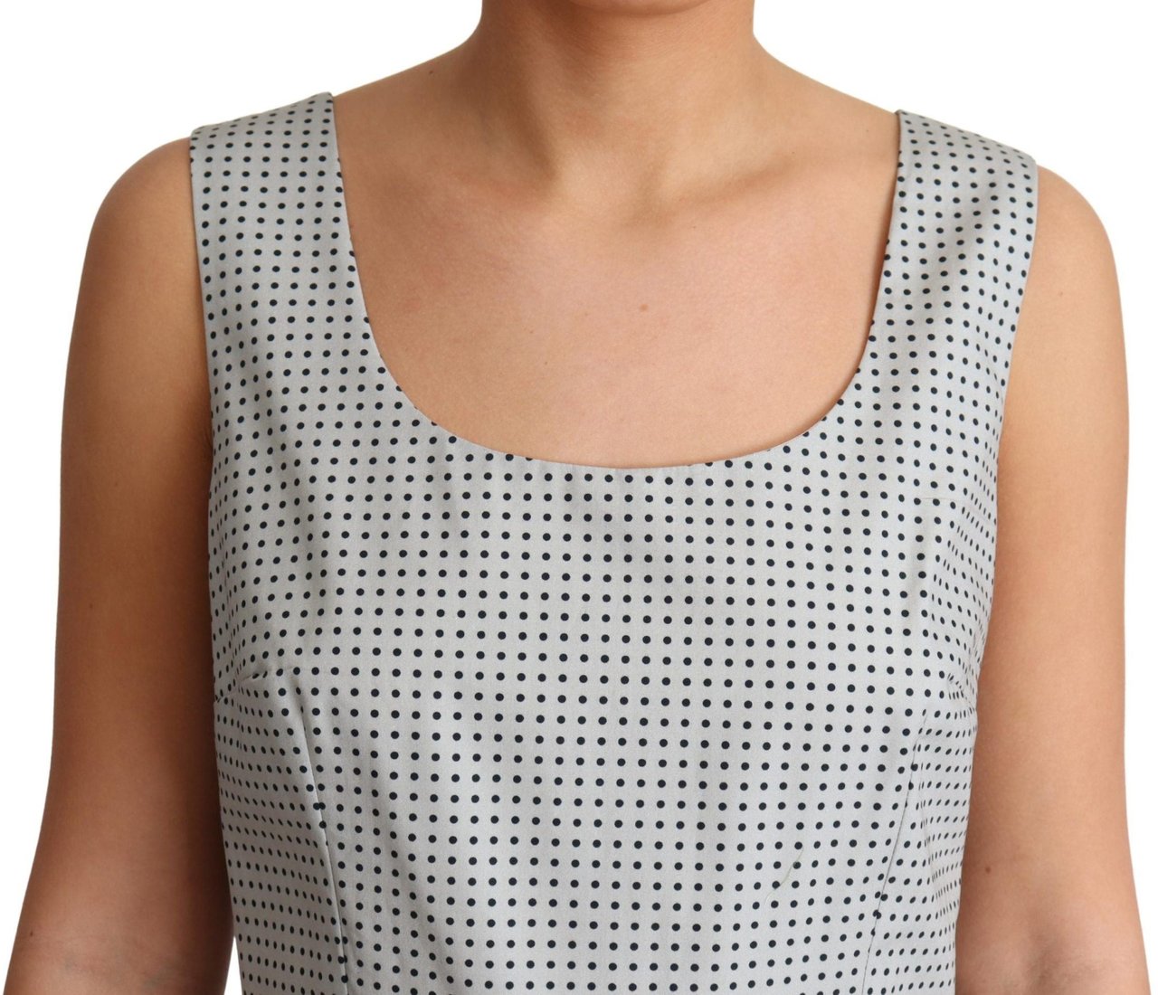 Dolce & Gabbana Gray Polka Dotted Cotton A-Line Dress Grijs