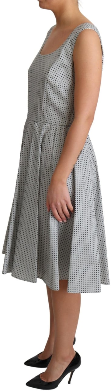 Dolce & Gabbana Gray Polka Dotted Cotton A-Line Dress Grijs